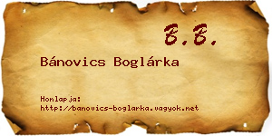Bánovics Boglárka névjegykártya